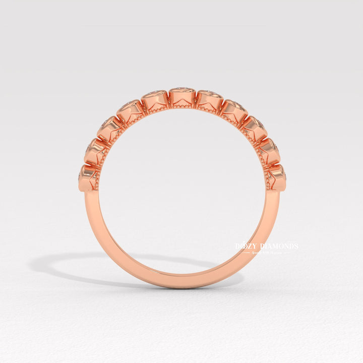 Round Lab Created Diamond Eternity Band, 2.0 MM Round Bezel Set Wedding Band