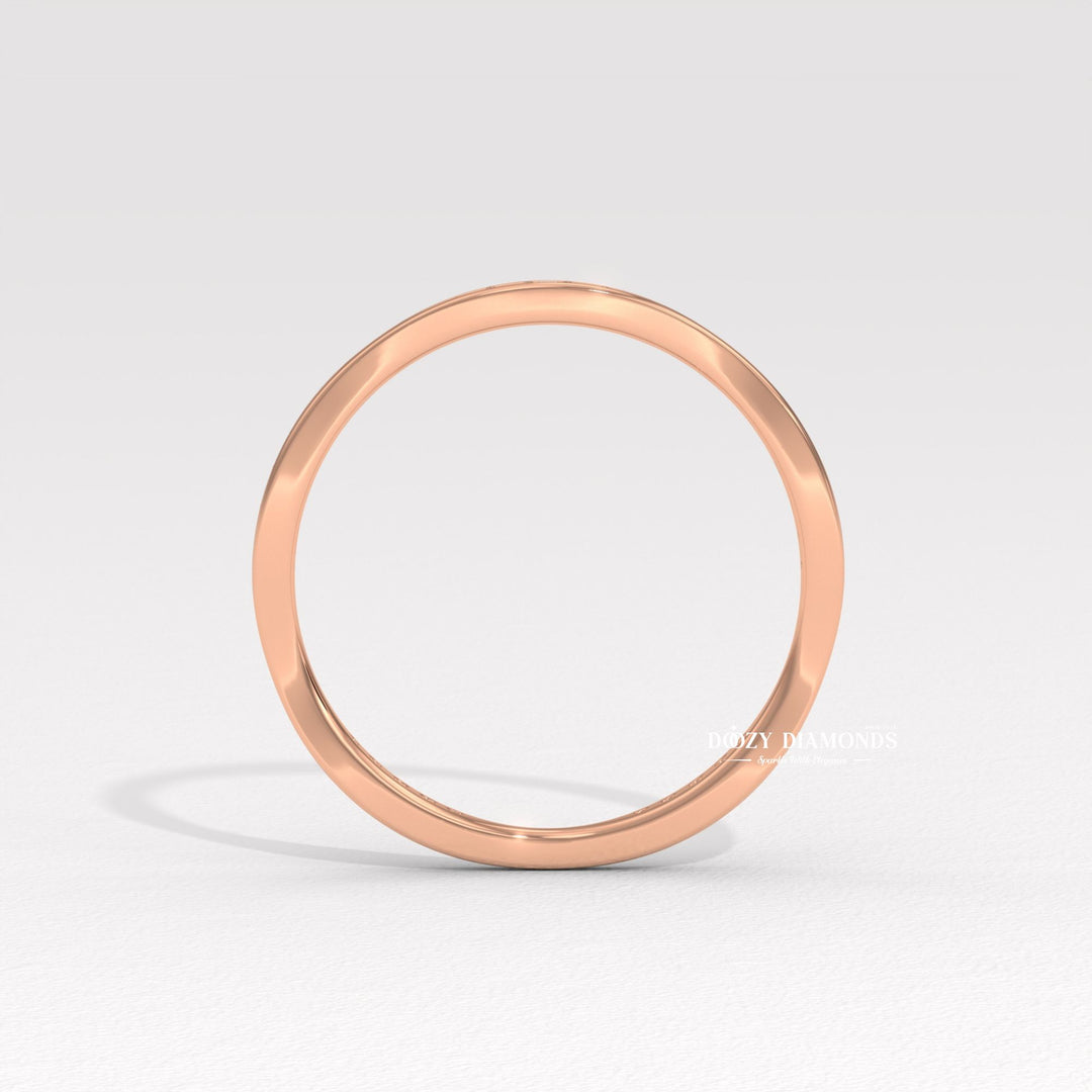 Round Lab Grown Diamond Tapered Pave Diamond Wedding Band