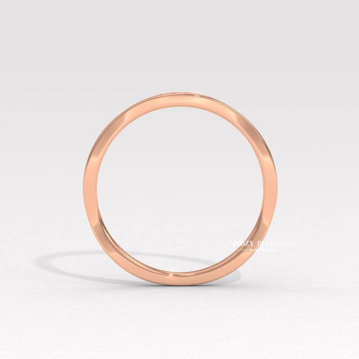 Round Lab Grown Diamond Tapered Pave Diamond Wedding Band