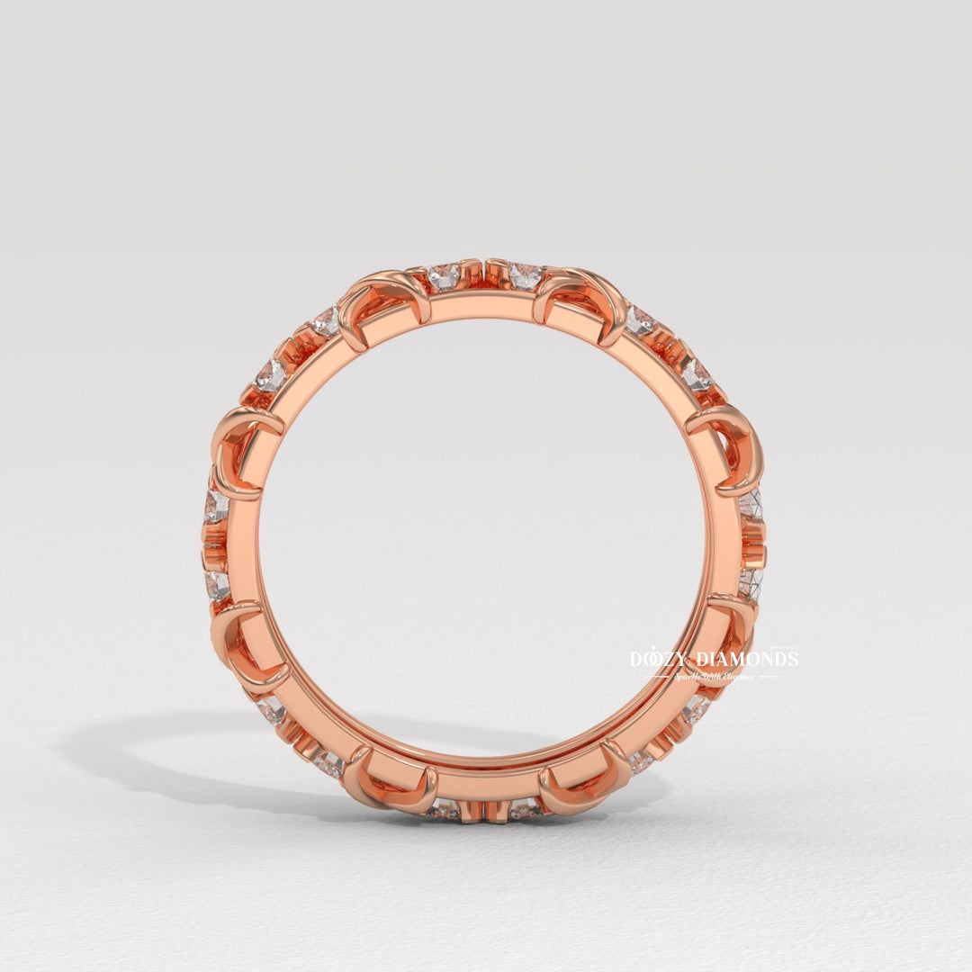Full Eternity Wedding Band - 3.50MM Round Brilliant Cut EF/VS Lab Created Diamond Stackable Matching Band