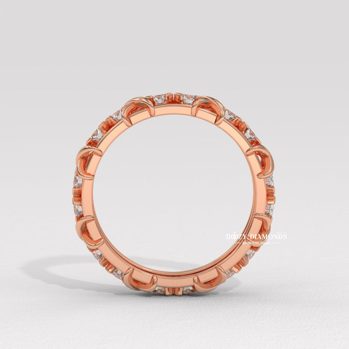 Full Eternity Wedding Band - 3.50MM Round Brilliant Cut EF/VS Lab Created Diamond Stackable Matching Band