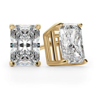 Radiant Cut Moissanite Diamond Solitaire Stud Earrings