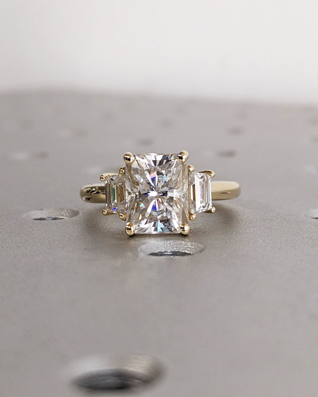 2.50CT Radiant Cut 3 Stone Lab Grown Diamond Engagement Ring for Women