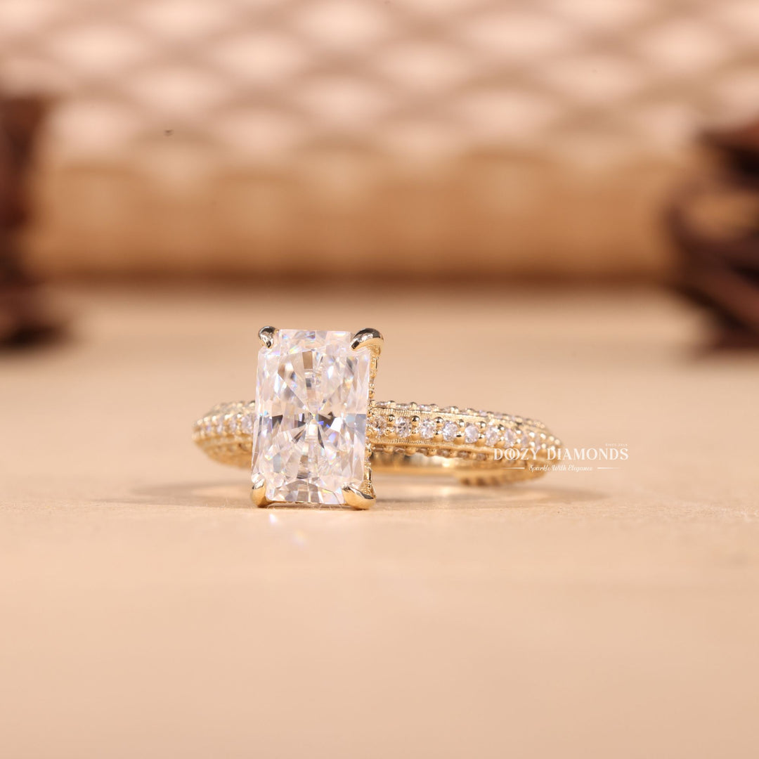 lab grown wedding ring, lab diamond wedding ring, premium lab grown jewelry, sustainable diamond ring, ethical lab grown diamond ring, luxury lab diamond ring, radiant cut lab diamond ring,