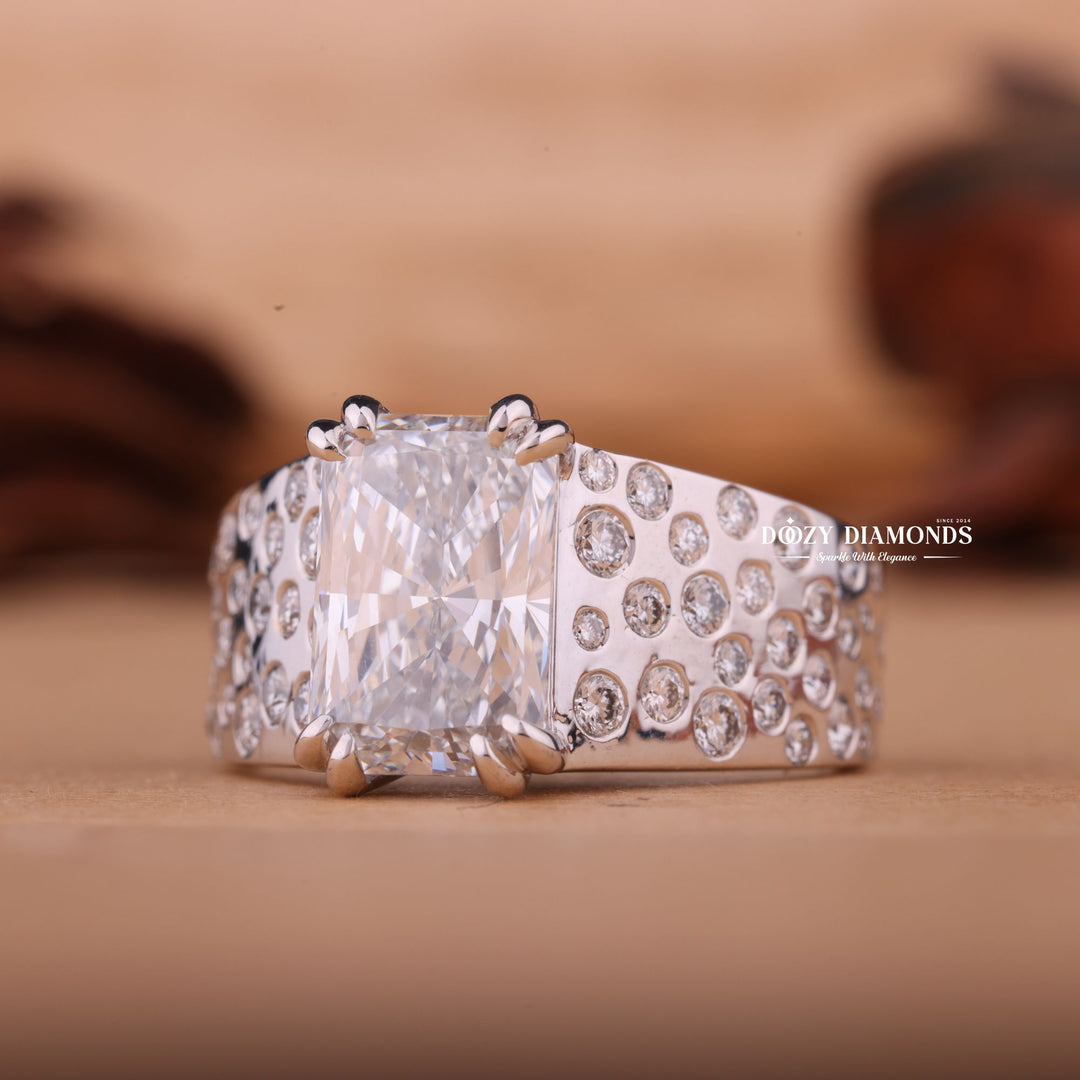 2.0CT - 3.0CT Radiant F/VS1 Lab Grown Diamond Flush Set Engagement Ring - Doozy Diamonds