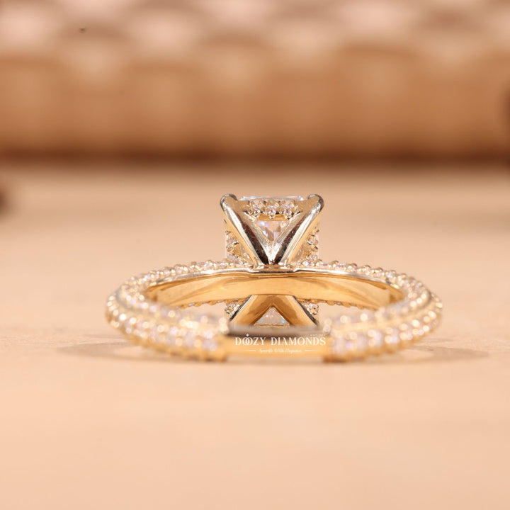 romantic engagement jewelry, bridal couture ring, sustainable luxury ring, ethical bridal jewelry, eco friendly bridal ring, conflict free engagement ring, lab diamond pave ring, lab grown micro pave ring,