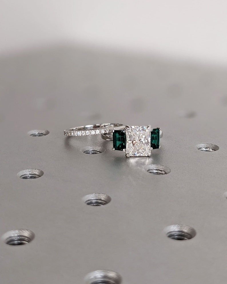 radiant trilogy engagement ring,