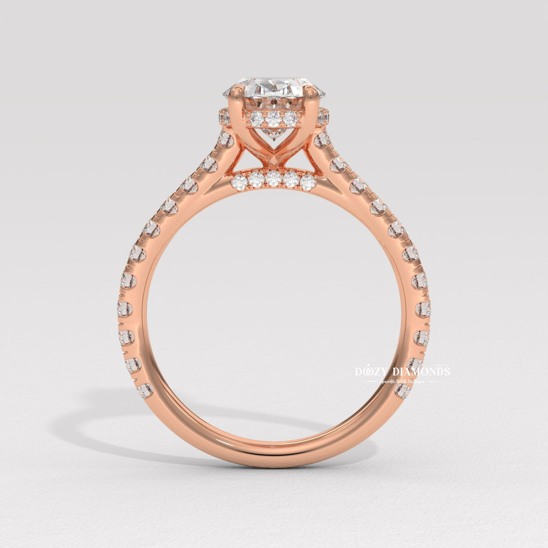 vintage style ring, modern halo ring, classic halo ring, oval diamond halo, micro pave diamond ring, french pave diamond ring, shared prong pave ring, split shank engagement ring, twisted band ring,