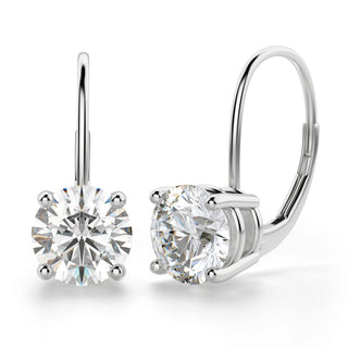 Round Cut Moissanite Diamond Solitaire Hoops Earrings For Women