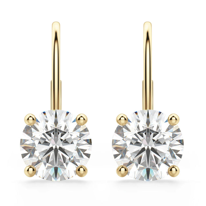 Round Cut Moissanite Diamond Solitaire Hoops Earrings For Women