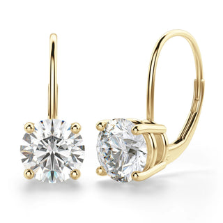 Round Cut Moissanite Diamond Solitaire Hoops Earrings For Women