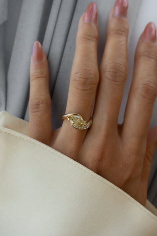 1.0CT-2.0CT Yellow Marquise Cut Lab Grown Diamond Unique Engagement Ring