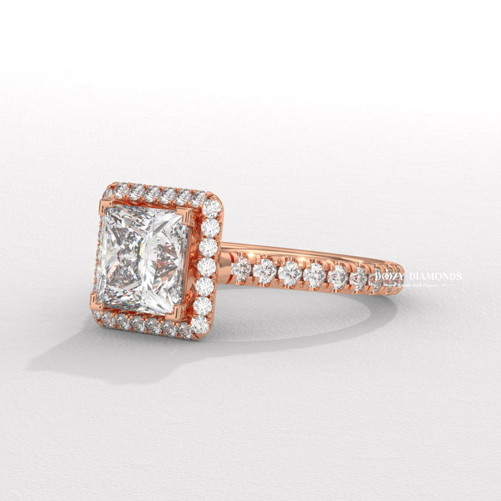 Princess engraved engagement ring, Princess halo diamond engagement ring, Princess solitaire diamond engagement ring, Princess unique diamond engagement ring