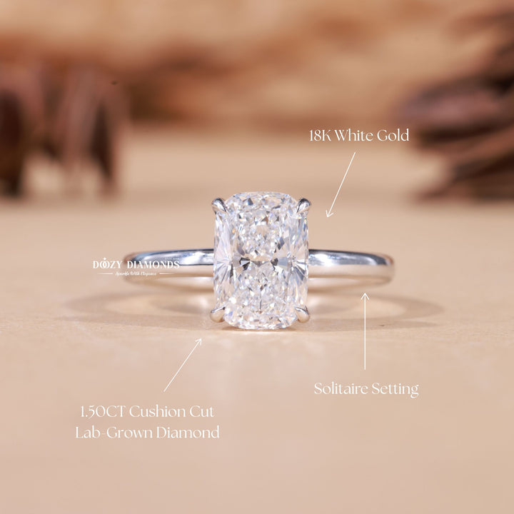 1.50CT - 2.50CT Cushion F/VS1 Lab Grown Diamond Hidden Halo Engagement Ring - Doozy Diamonds