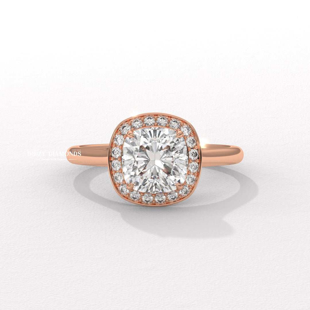 statement engagement ring, designer engagement ring, halo bridal ring, luxury proposal ring, fine diamond jewelry, cushion halo bridal ring, modern engagement ring, engagement gift for her