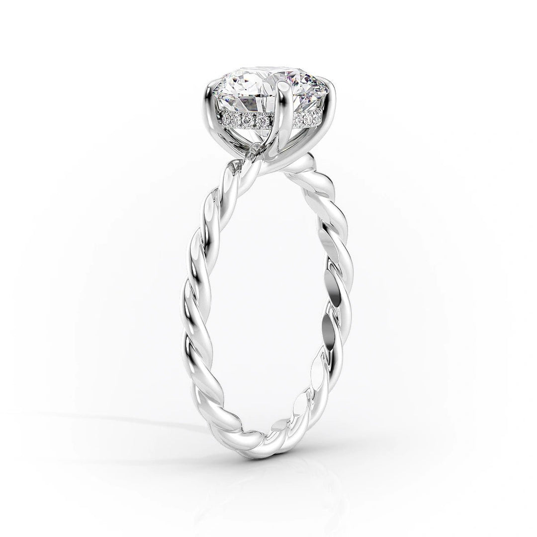 oval hidden halo ring for modern brides,