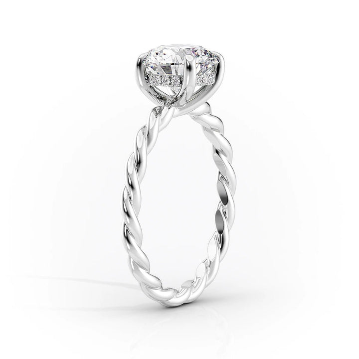 oval hidden halo ring for modern brides,