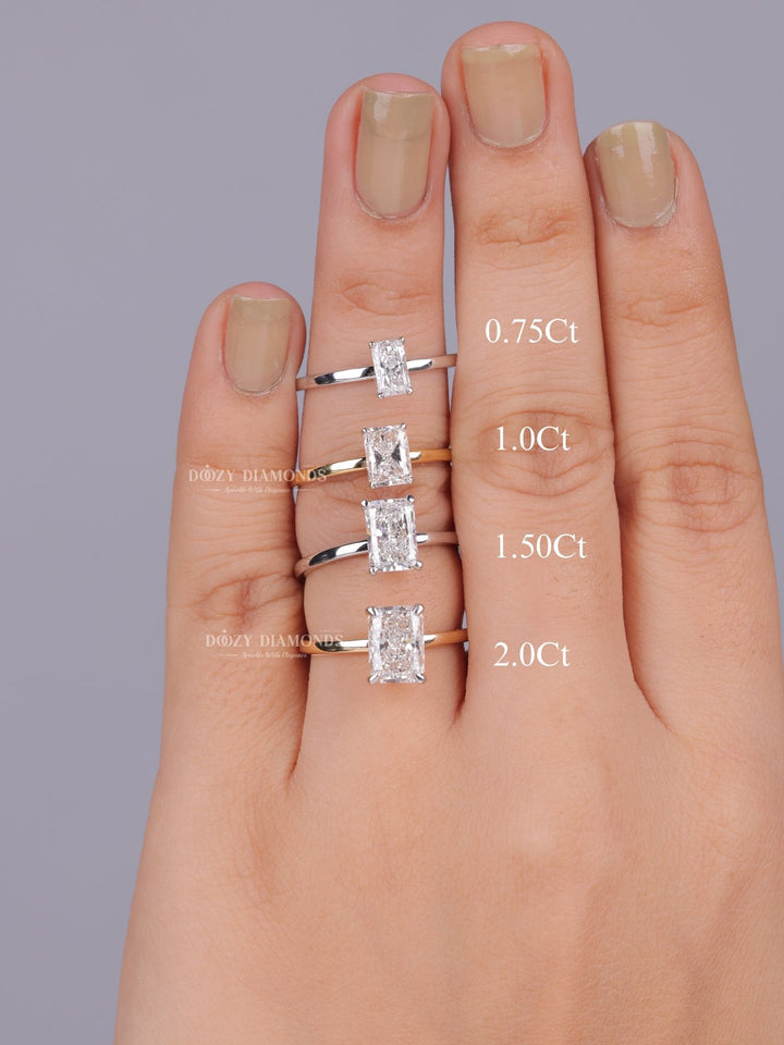 0.75ct - 2.0ct Radiant F - VS1 Solitaire Lab Grown Diamond Engagement Ring - Doozy Diamonds