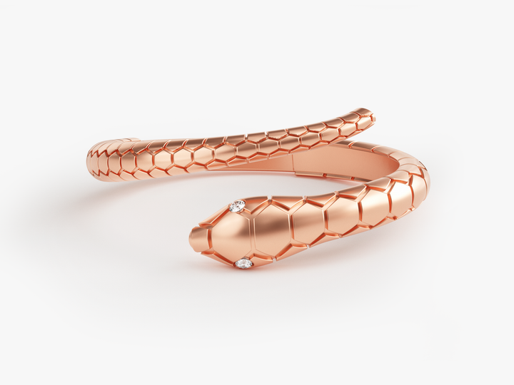 Minimalist Snake Ring with Diamonds For Women