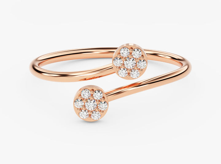 Round Flower Diamond Bypass Engagement Ring