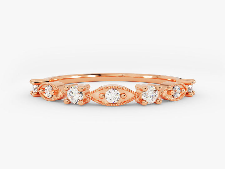 Round Diamond Vintage CVD EF/VVS Stackable Wedding Band