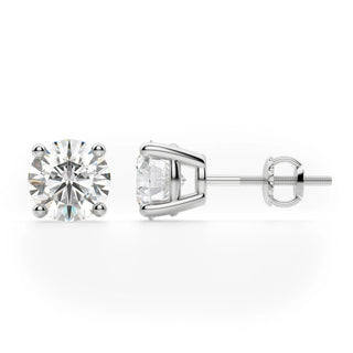 1ct Round Cut Moissanite Diamond Solitaire Stud Earrings