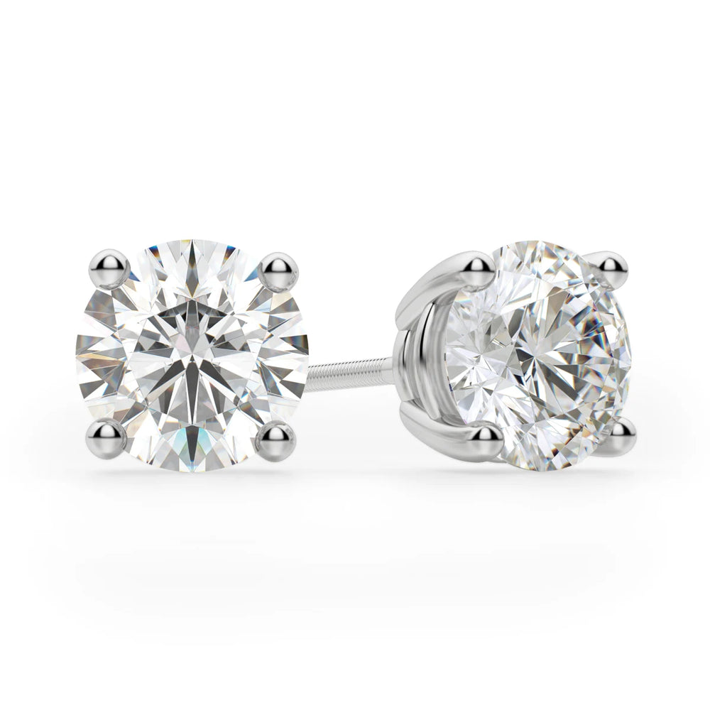 1ct Round Cut Moissanite Diamond Solitaire Stud Earrings