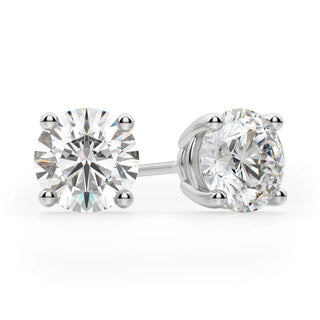 1ct Round Cut Moissanite Diamond Solitaire Stud Earrings