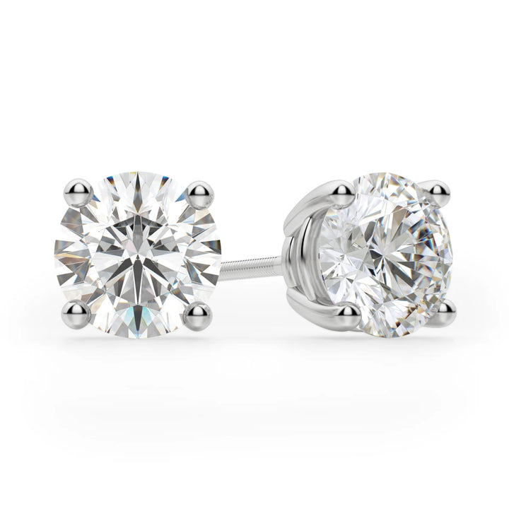 1ct Round Cut Moissanite Diamond Solitaire Stud Earrings