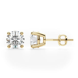 1ct Round Cut Moissanite Diamond Solitaire Stud Earrings