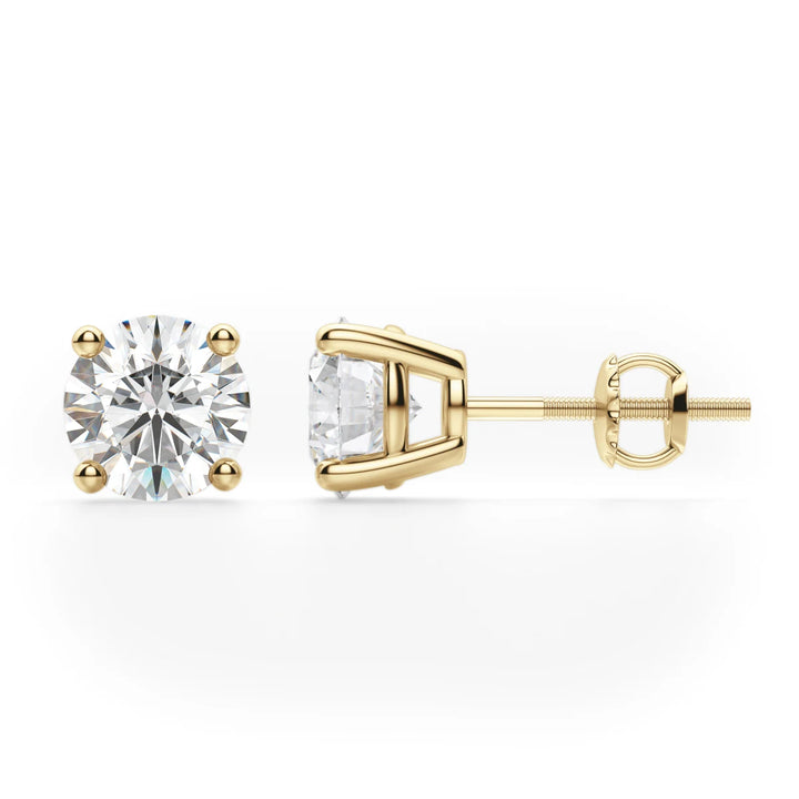 1ct Round Cut Moissanite Diamond Solitaire Stud Earrings
