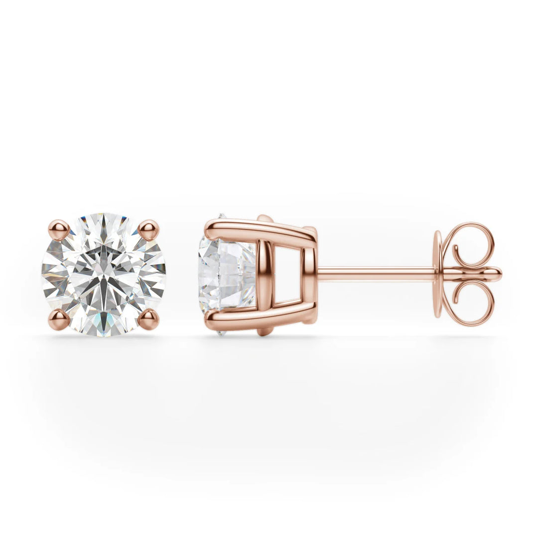 Round Cut Moissanite Diamond Solitaire Stud Earrings For Women