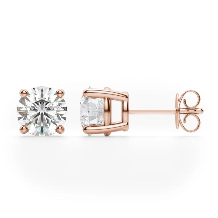 Round Cut Moissanite Diamond Solitaire Stud Earrings For Women