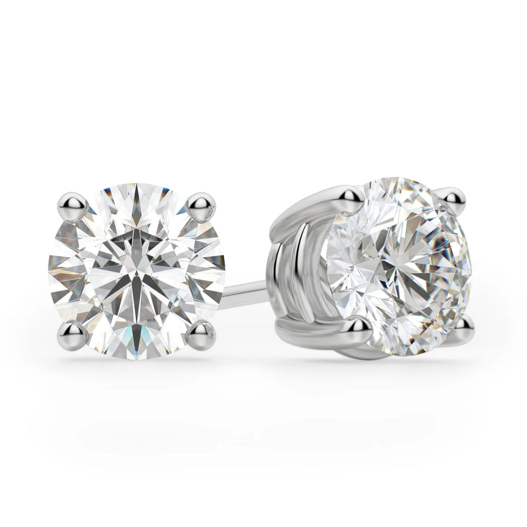 1ct Round Cut Moissanite Diamond Solitaire Stud Earrings