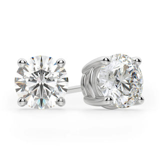 1ct Round Cut Moissanite Diamond Solitaire Stud Earrings