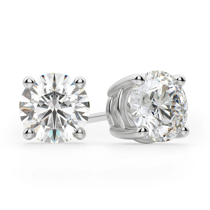 1ct Round Cut Moissanite Diamond Solitaire Stud Earrings