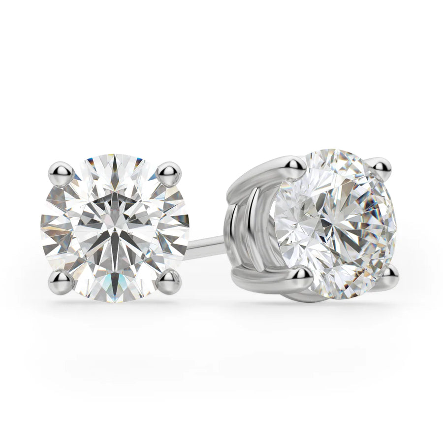 1ct Round Cut Moissanite Diamond Solitaire Stud Earrings