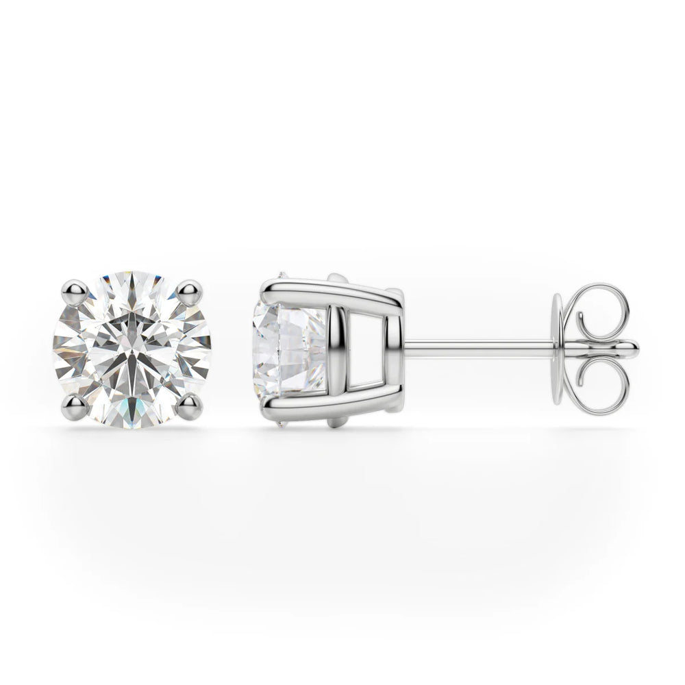 1ct Round Cut Moissanite Diamond Solitaire Stud Earrings