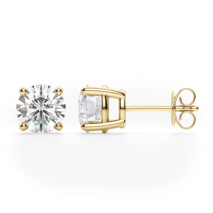1ct Round Cut Moissanite Diamond Solitaire Stud Earrings