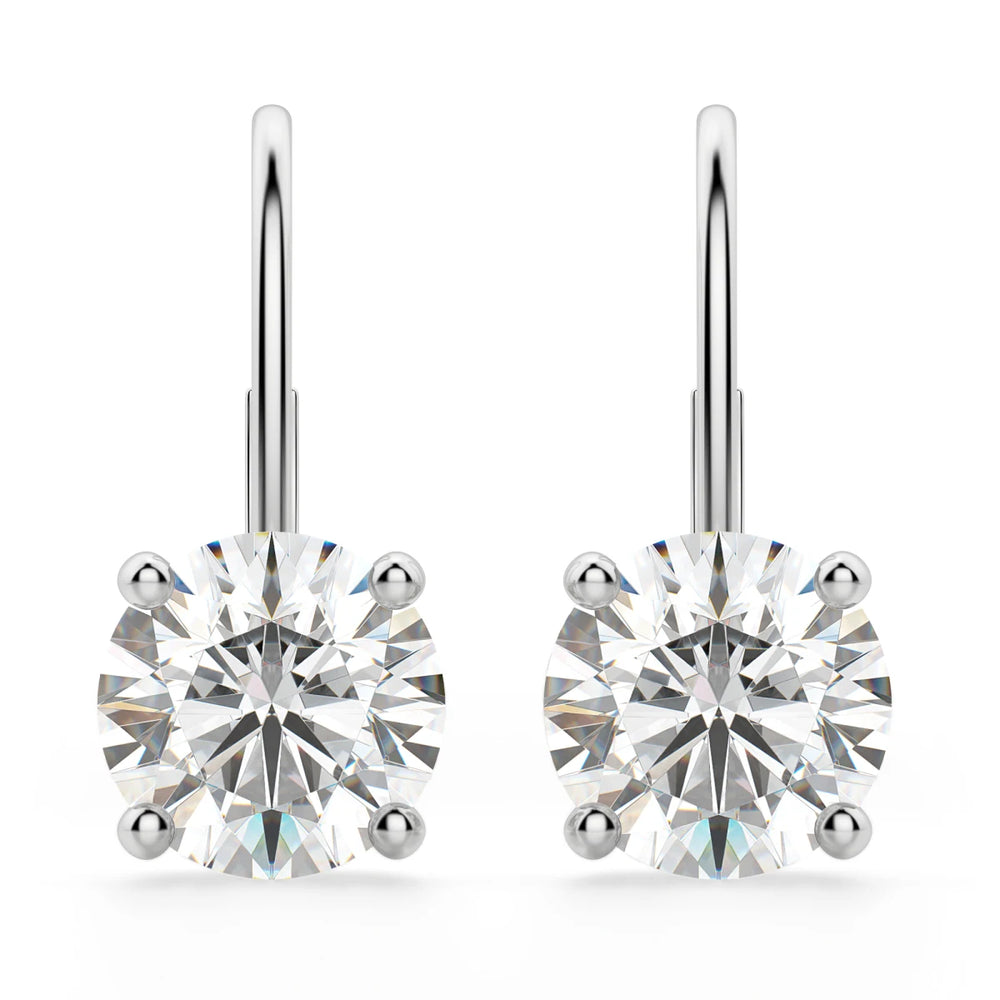 Round Cut Moissanite Diamond Solitaire Hoops Earrings For Women