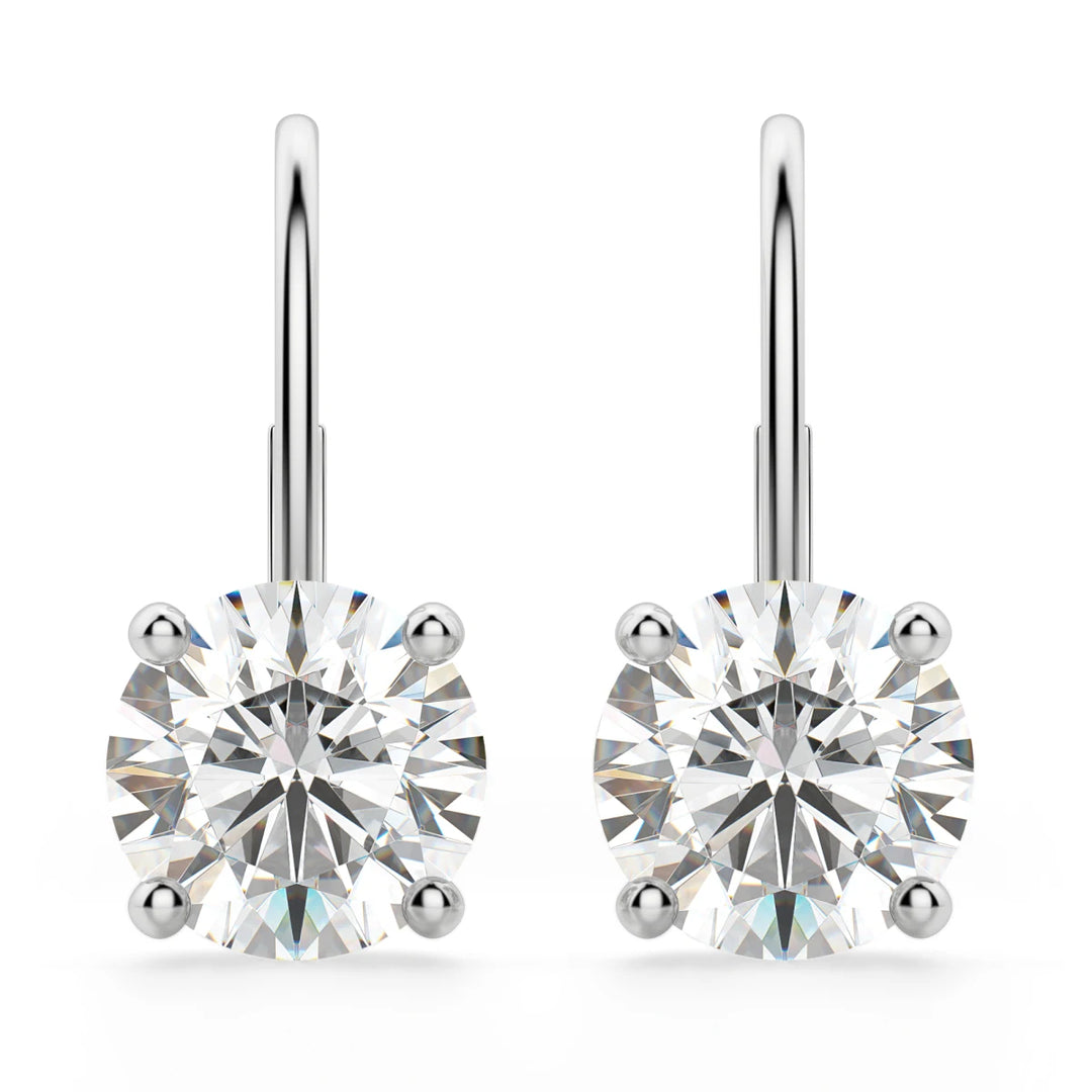 Round Cut Moissanite Diamond Solitaire Hoops Earrings For Women