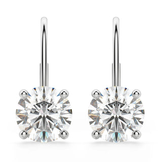 Round Cut Moissanite Diamond Solitaire Hoops Earrings For Women