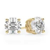 Round Cut Moissanite Diamond Solitaire Stud Earrings For Women