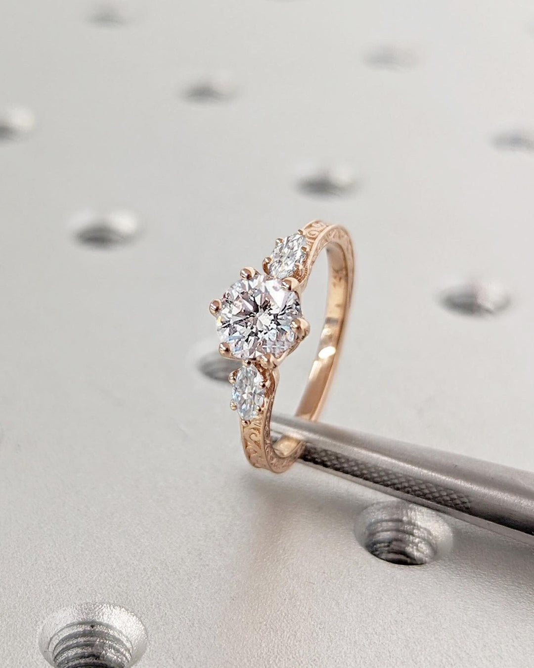 unique round engagement ring,