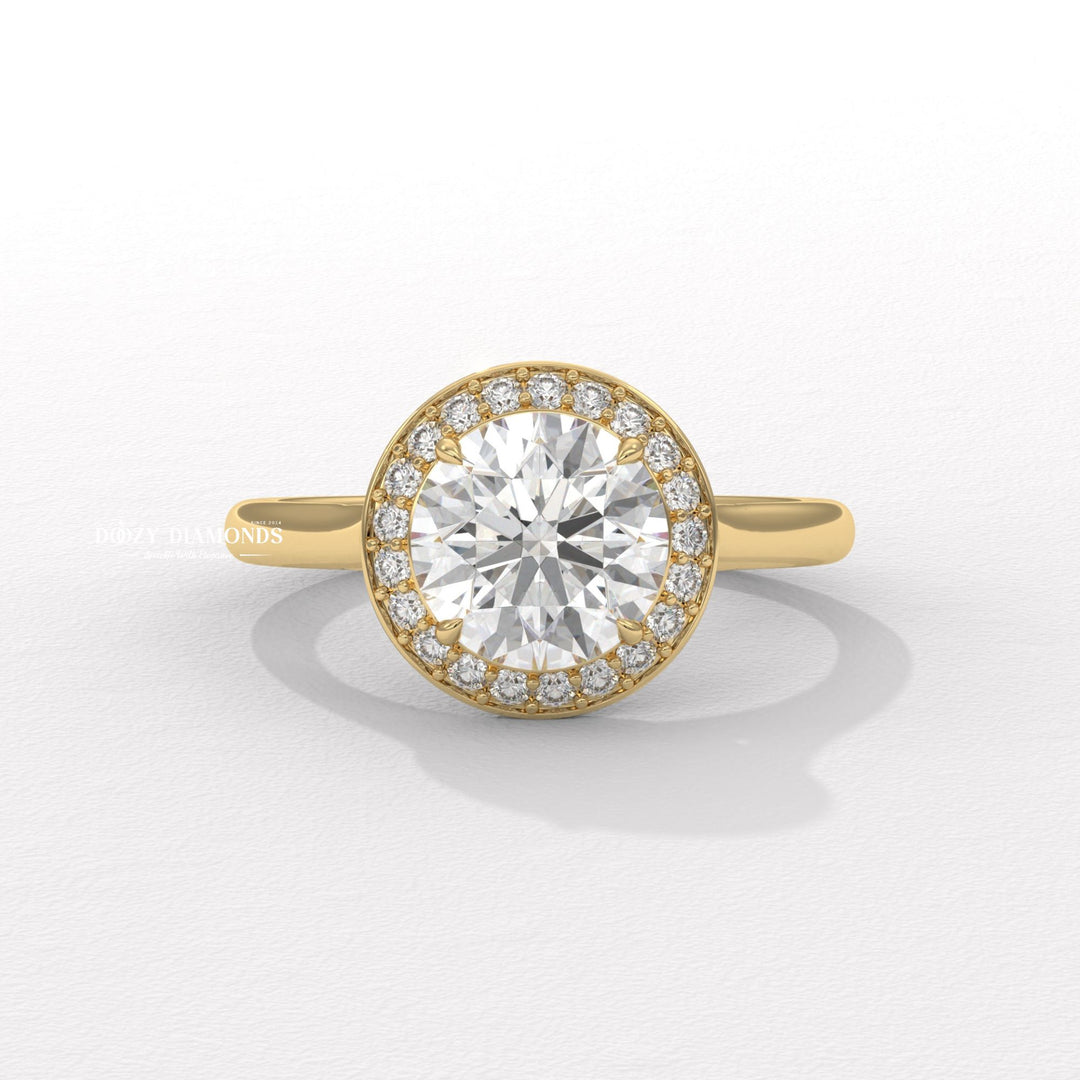 round brilliant diamond halo ring, round halo engagement ring, lab grown diamond halo ring, round diamond engagement ring, halo diamond engagement ring, round brilliant cut diamond ring,