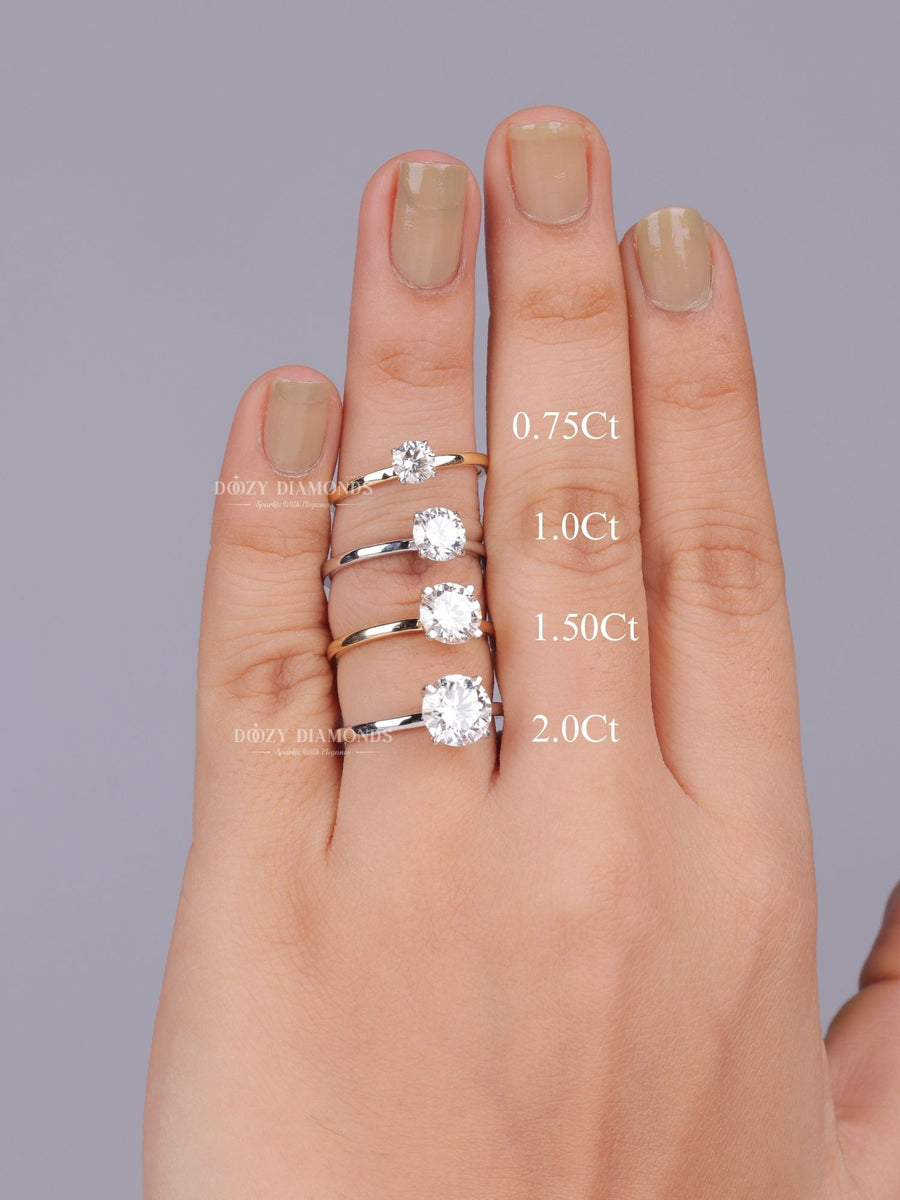 0.75ct - 2.0ct Round E - VS1 Lab Grown Solitaire Diamond Engagement Ring - Doozy Diamonds