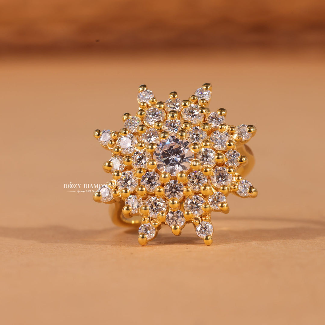 Round Cut Lab Grown E/VS2 Cluster Engagement Ring - Doozy Diamonds