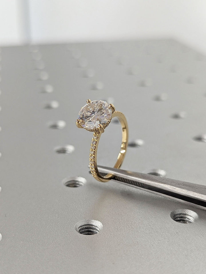 , brilliant hidden halo diamond ring,