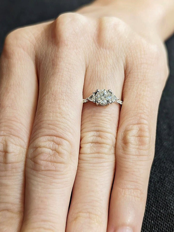 unique round diamond engagement ring for her,