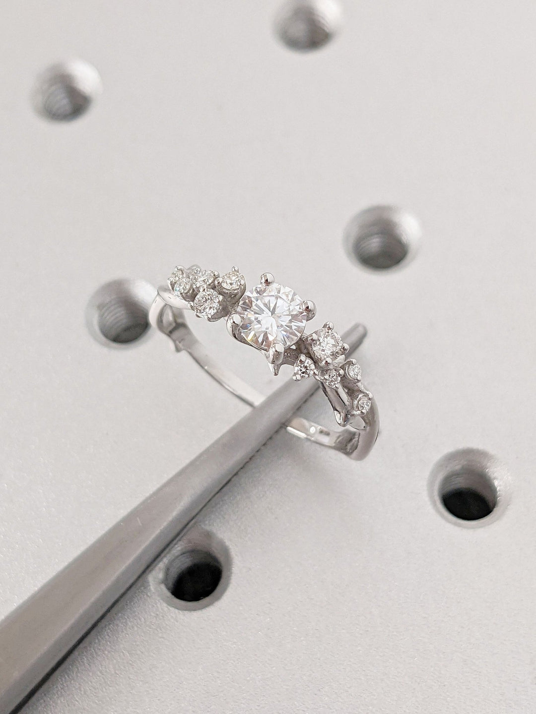 Cluster Diamond Engagement Ring with Lab Grown Diamonds